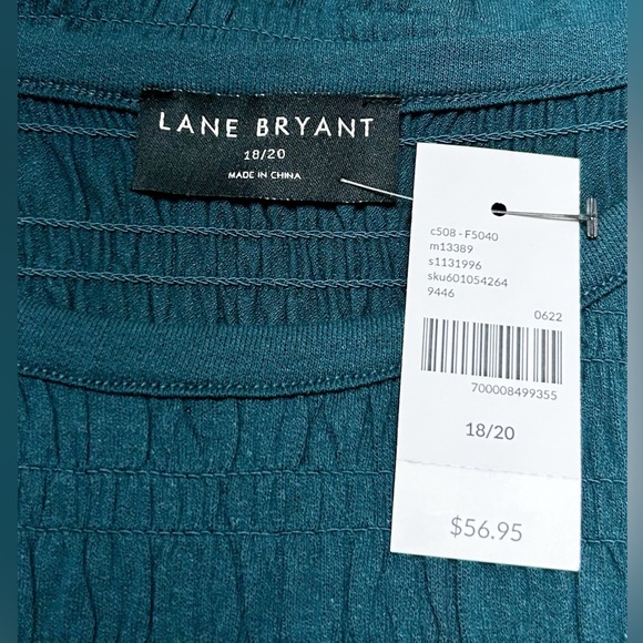 Lane Bryant Teal Classic Smocked Peplum Top Size 18/20 2X NWT - Picture 7 of 9